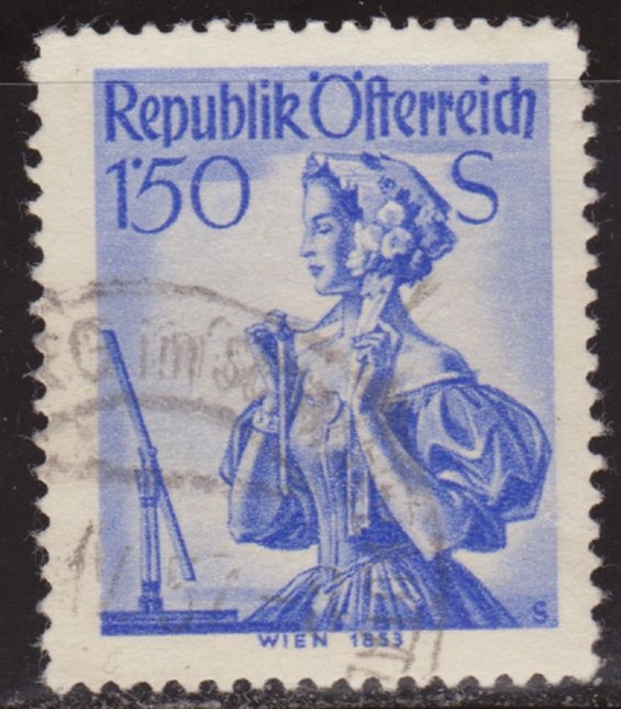 Austria 1948 Scott 543 Sello º Trajes Regionales Viena 1853 1,50S Timbre Autriche Osterreich